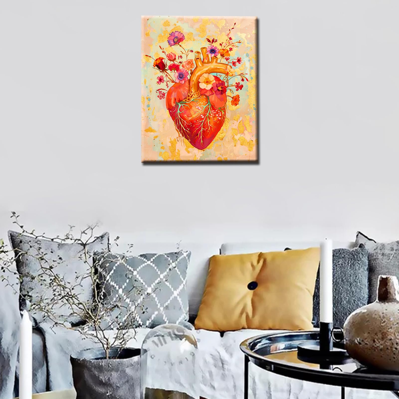 Amazon.com: Floral Heart Blood Vessel Paint by Number for Adults